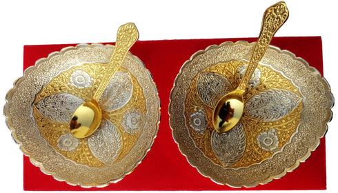 Brass 2 Bowl Set with Velvet Box 0.12kg